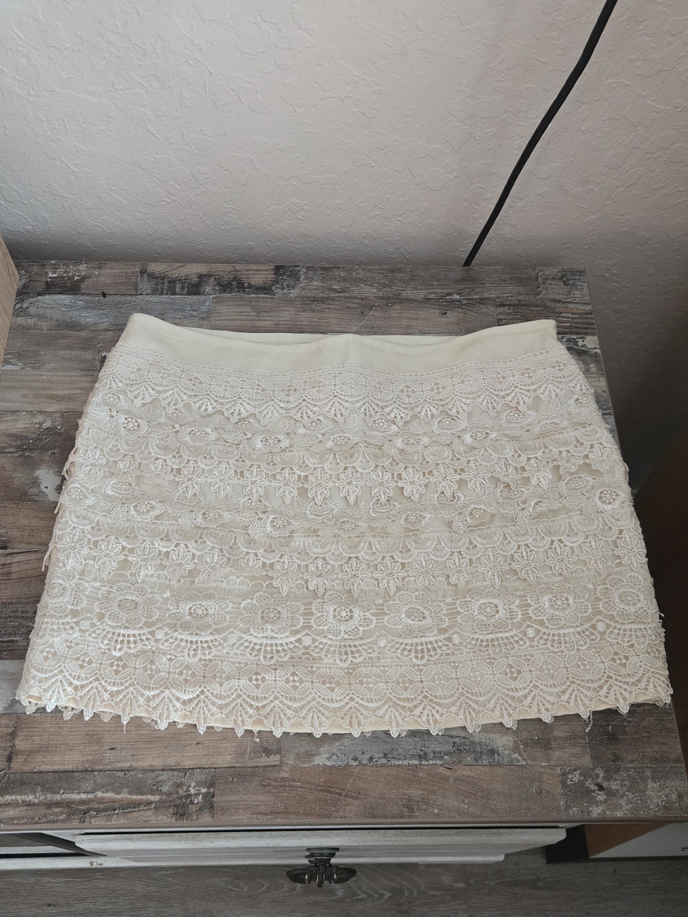 Y2K Sans Souci Cream Lace Mini Skirt Boho Skirt Coquette Skirt Cottagecore